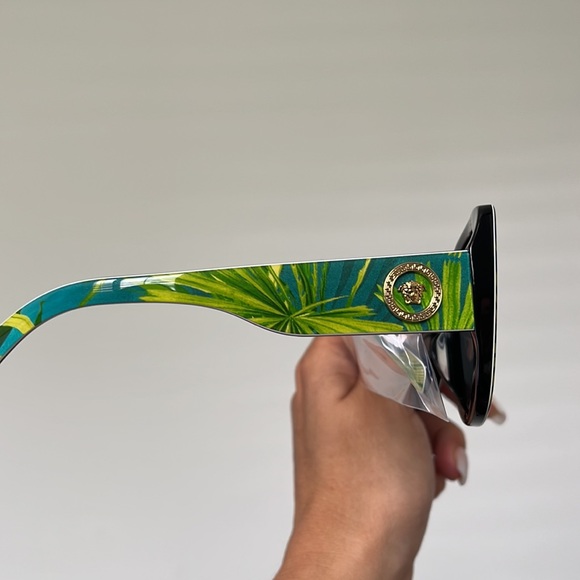 Versace Women's Palm Print and Grey Sunglasses - Picture 3 of 5